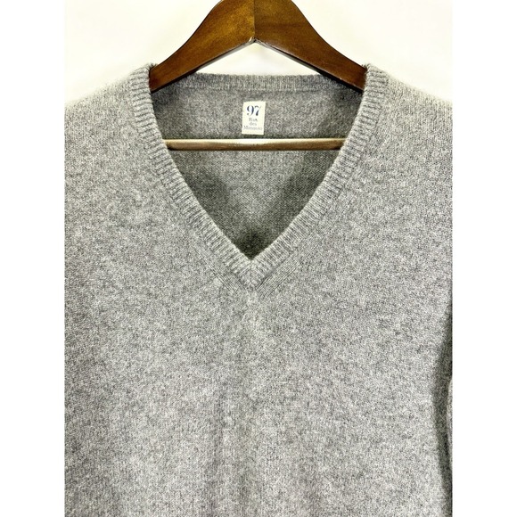 97 RUE DES MIMOSAS KAMA V-Neck PULLOVER SWEATER ITALY 100% Cashmere Gray